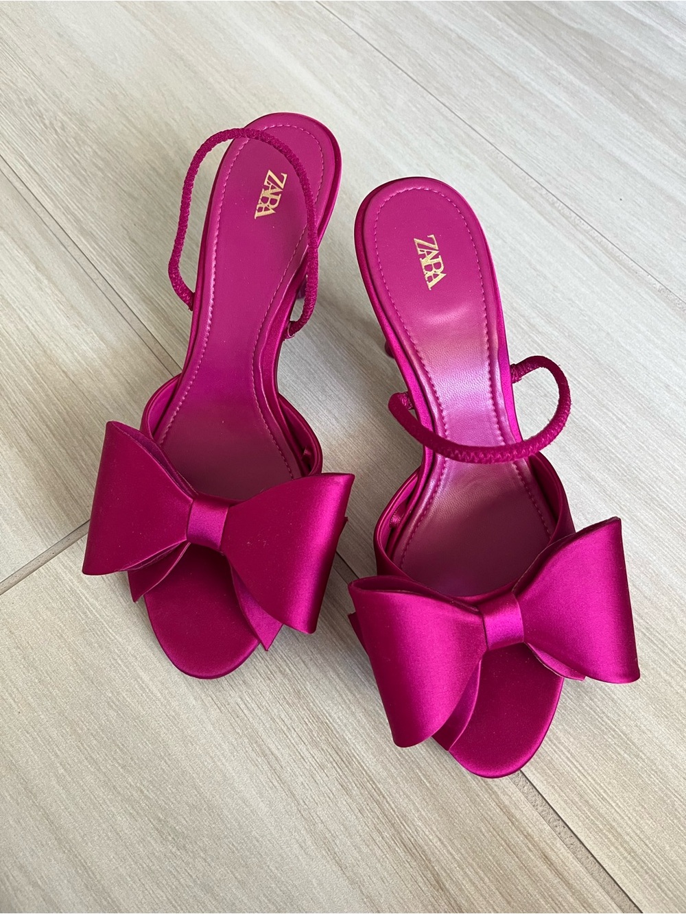 ZARA Fuchsia Bow Slingback Heels Size 38